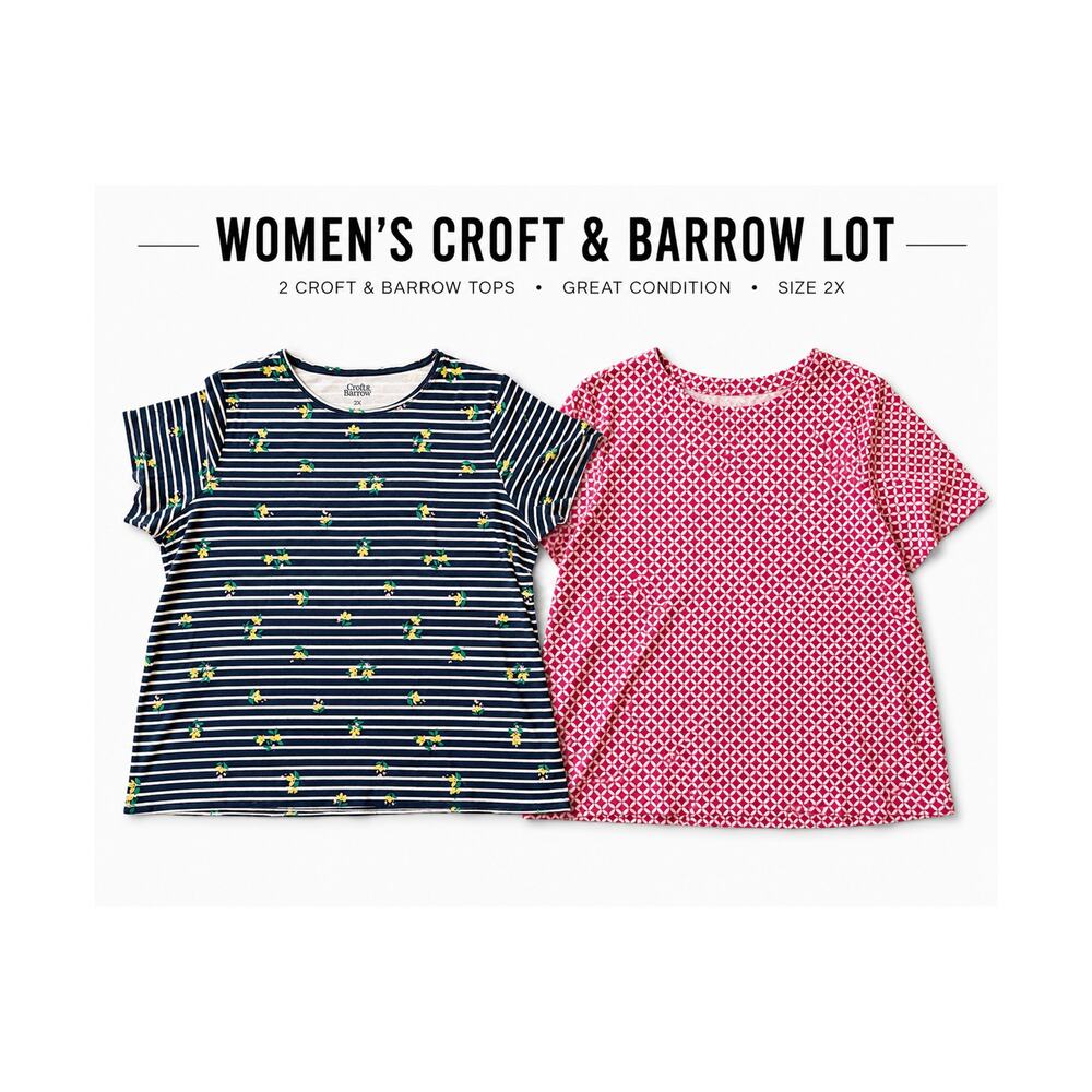 Plus Size Shirt Lot Womens Size 2X Croft & Barrow Classic Tee Comfort Cotton